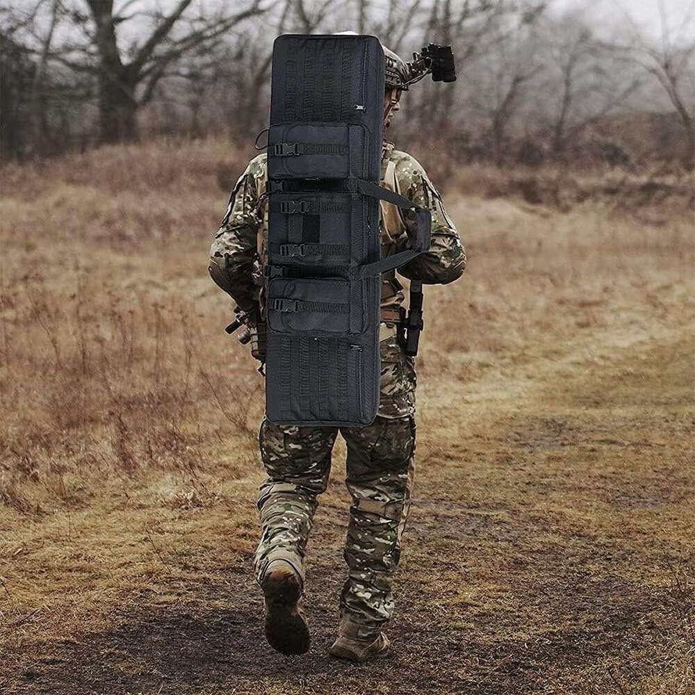 140CM/55Inch Double - Rifle Case Backpack Soft Padded Tactical Carbine Pistol Airsoft Sniper Shotgun Long Gun Bag Lockable for Storage Transportation