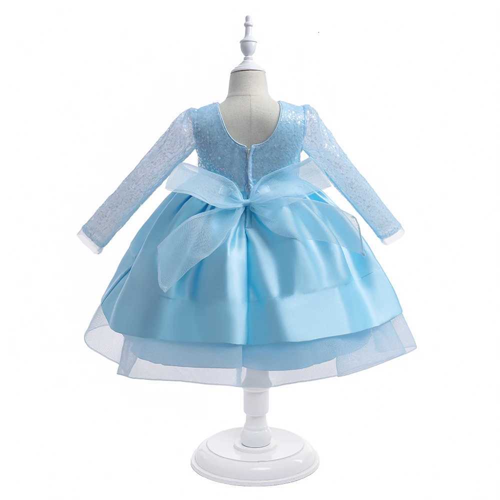 Elegant Girl Party Princess Tutu Gown Wedding Dress For Kids Bow Long Sleeve New Year Clothes 213 T Birthday Costume Vestidos Z250926