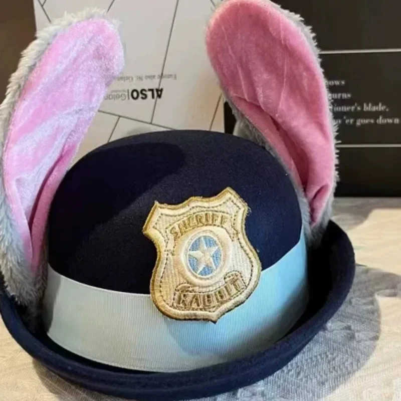 Disney Cute Judy Hat Rabbit Bowler Zootopia Police Officer Childrens Adult Cosplay Headband Headwear H250926