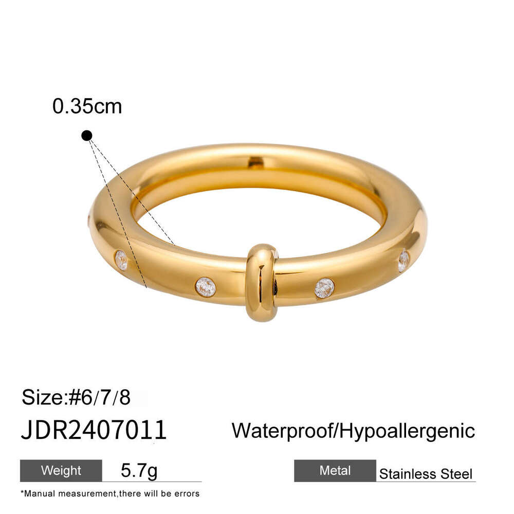 Band ring Designer Luxury jewelry for women Stainless steel plated with 18K gold Zircon inlay High-end and fashion Festival Holiday gifts