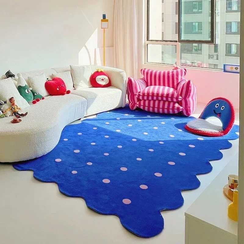 Klein Blue Irregular Decorative Living Room Carpet Simple Bedroom Soft Rug IG Cloakroom Leisure Area Plush Mats Tapis C250926