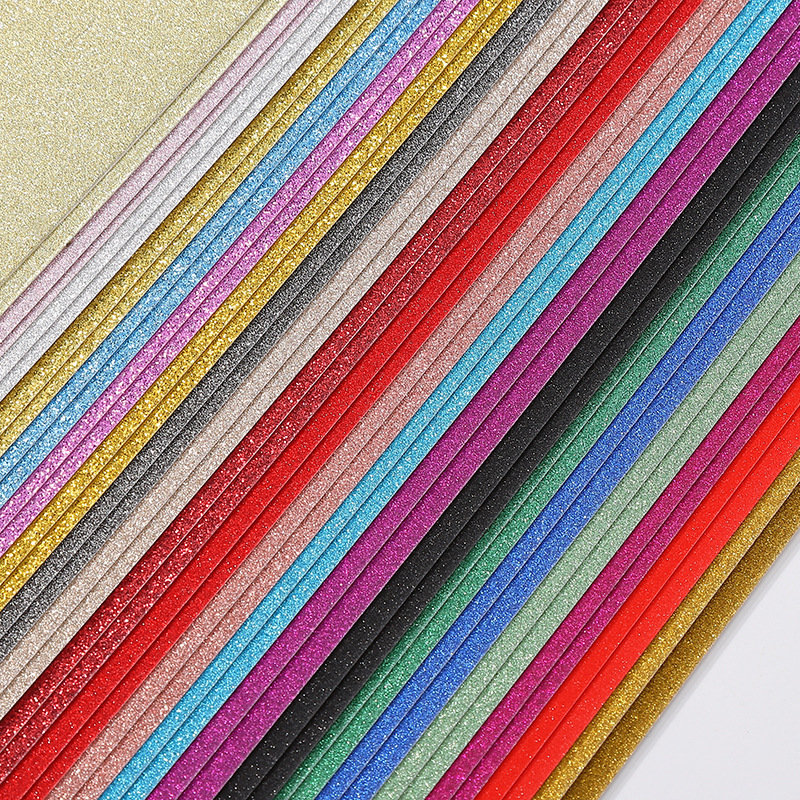 A5 Size 250GSM No Off-Glitter Colorful Luxury Film Glittered Cardstock - Pack of 24 Sheets for Printing