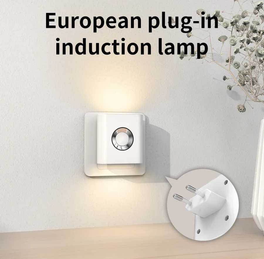 Wireless LED Night Light Motion Sensor EU Plugin Wall Lamps for Bedroom Staircase Toilet Corridor Bathroom Decoration Lighting C250925