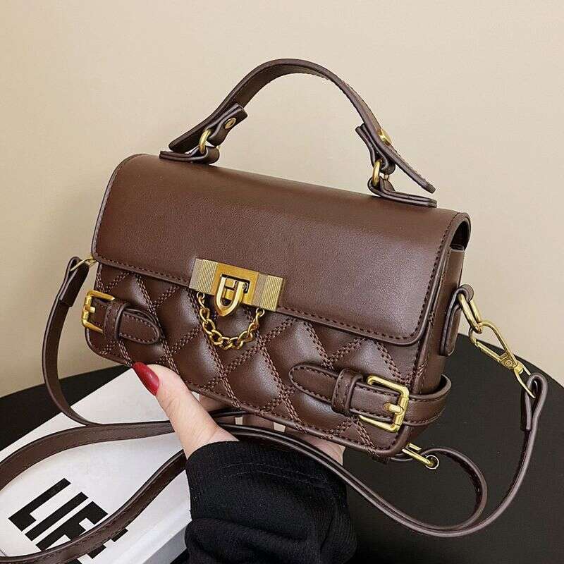 New Dia Lattice Handbag Female Retro Hundreds Of Small Square Spring Texture Single Shoulder Crossbody Bag