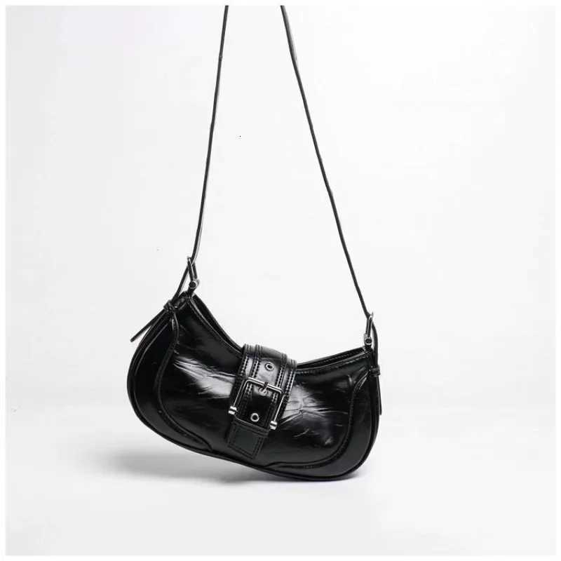 Women Y2K Fashion Shoulder Bags Black PU Leather Underarm Bags Ladies High Quality Handbags Hot Girls Armpit Bags Wallet Purse Z250926