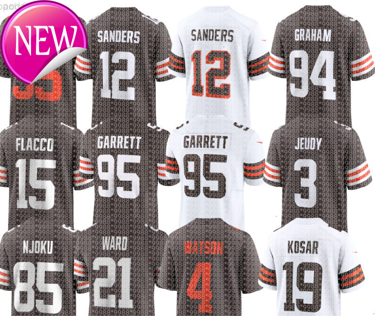 nfl Browns Jersey Jim Brown Bernie Kosar Joe Thomas Myles Garrett Shedeur Sanders Jerry Jeudy David Njoku Denzel Ward Mason Graham Joe Flacco Jerome Baker Football