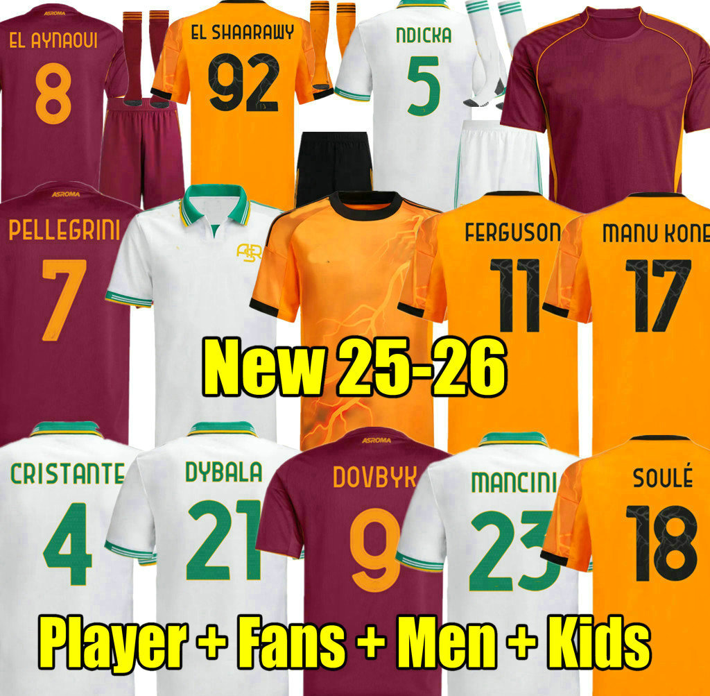 3XL 4XL DYBALA 25 26 ROMADF PELLEGRINI SOCCERS JERSEYS home 2025 2026 MANCINI CRISTANTE 4TH Shirt EL AYNAOUI DOVBYK maillots de football FERGUSON SOULE MANU KONE