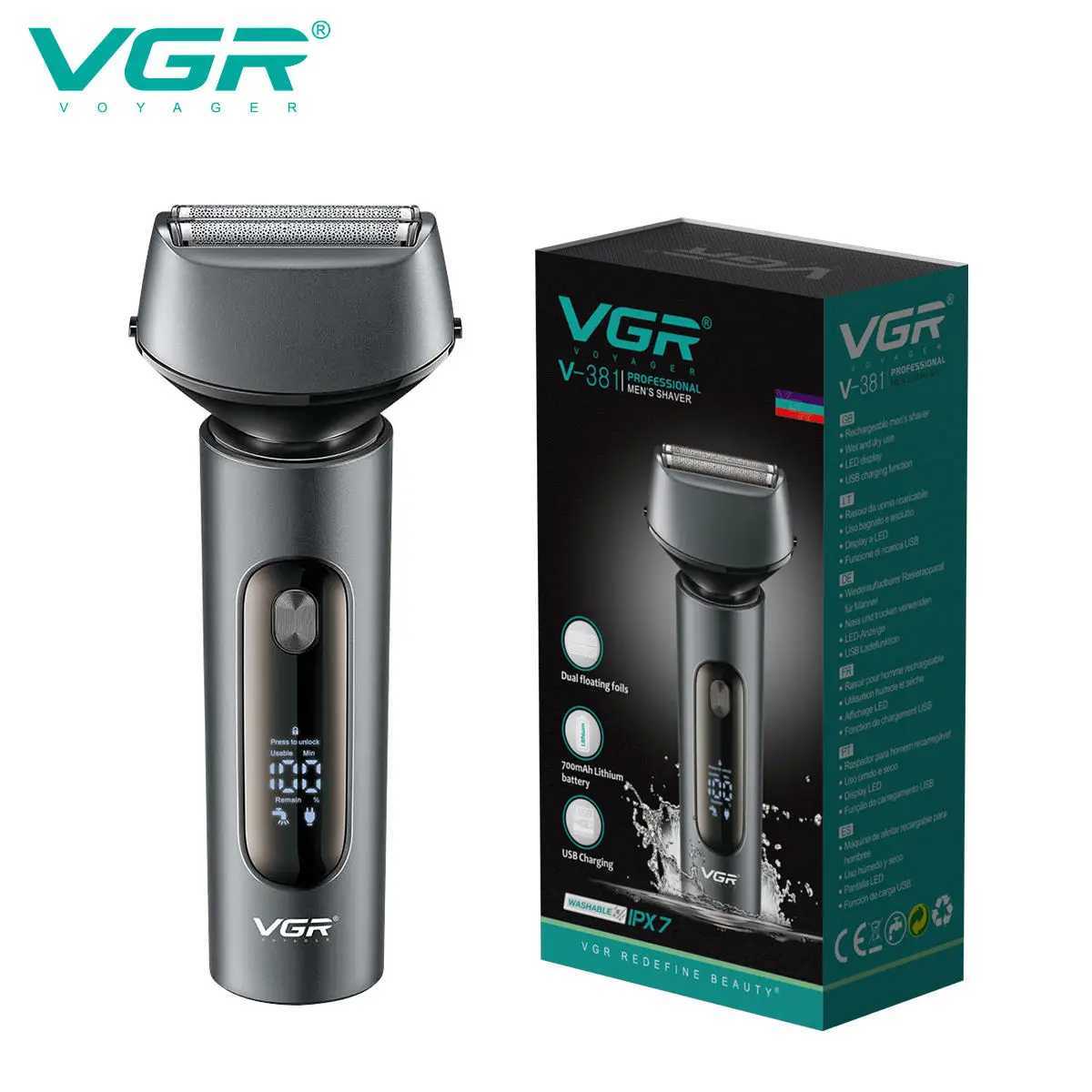 381 Electric Shaver Beard Trimmer Shaving Machine Trimmer for Men Razor Professional Electric Rechargeable Washable R250926