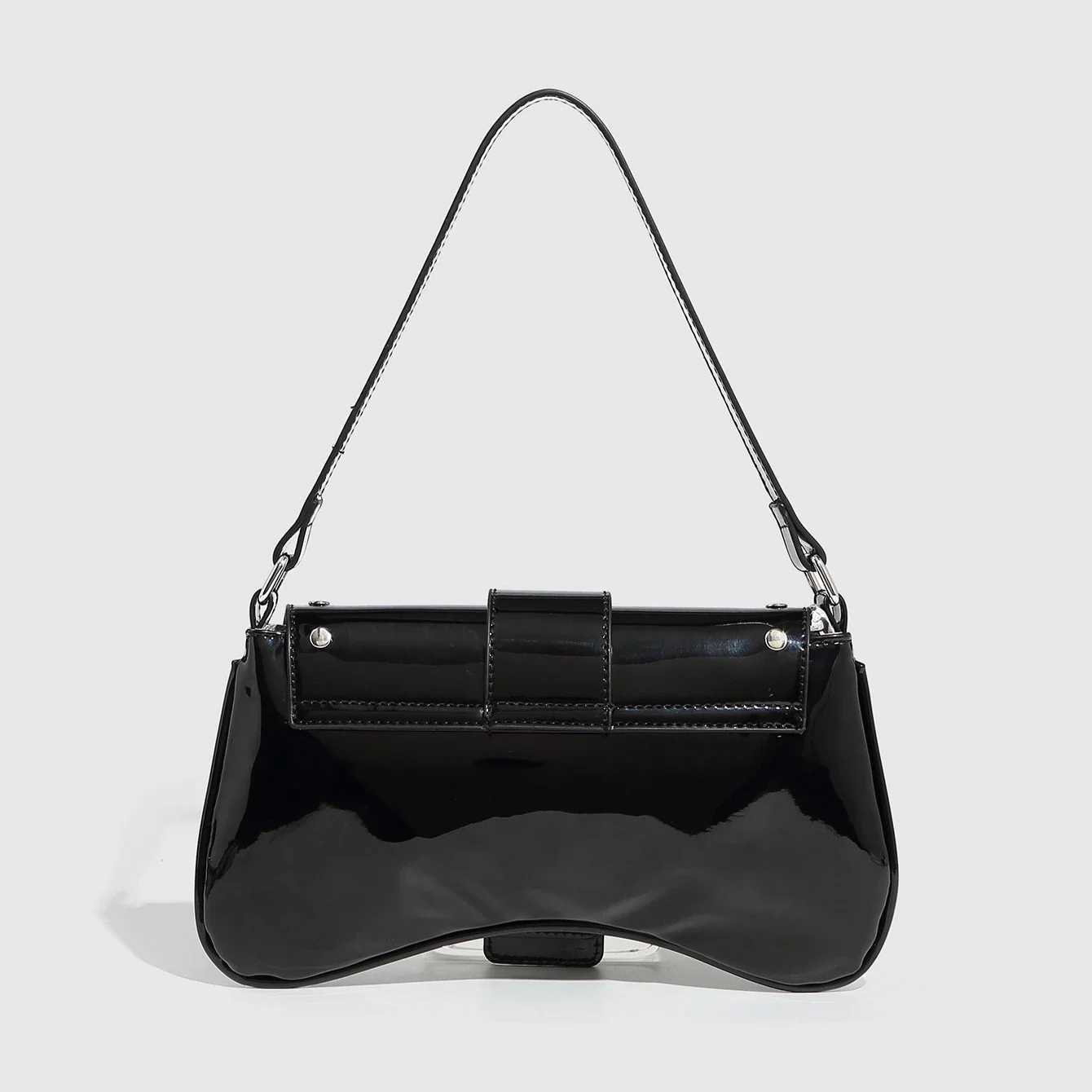 Women Bag Punk Style Rivet Shoulder Bag Handbag Armpit Bag Vintage Patent Leather Casual Purse and Handbags Female Underarm Tote Z250926