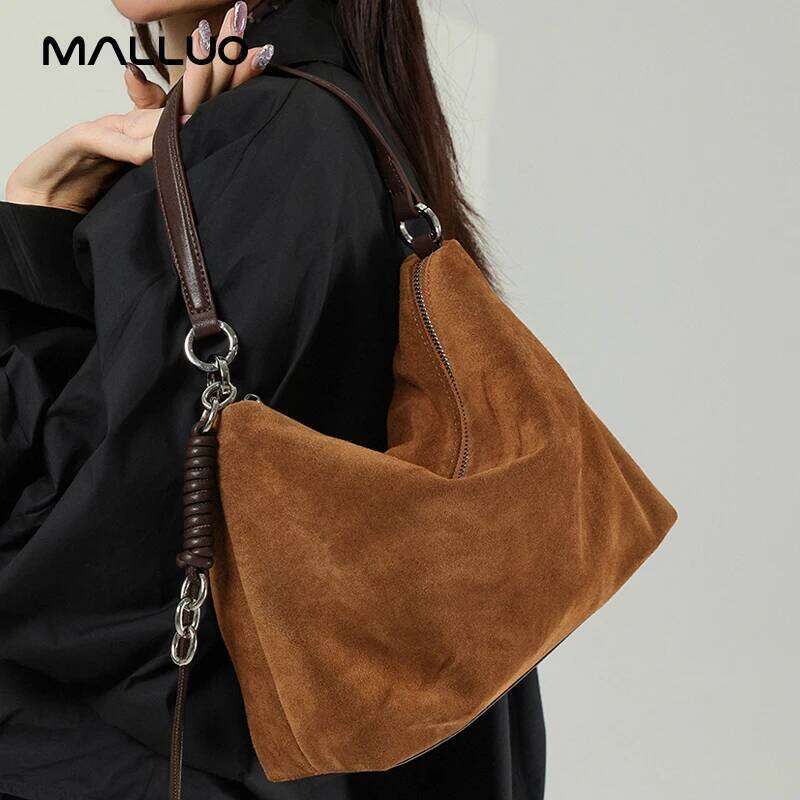 Female Retro Casual Cow Leather Handbags Women Soft Frosted Cowhide Shoulder Bag Ladies Fashion Trend Designer Bags Lady Suotong2509