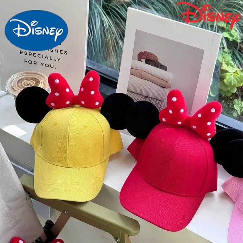 Disney series Minnie girls new soft comfortable fashionable creative and versatile cute cartoon big bow duck tongue hat H250926