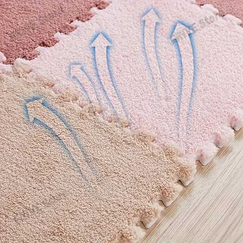 Plush Puzzle Foam Floor Mat for Kids Thick Interlocking Fluffy Tiles with Border Square Rug Bedroom Baby Jigsaw Puzzle Play Mat C250926