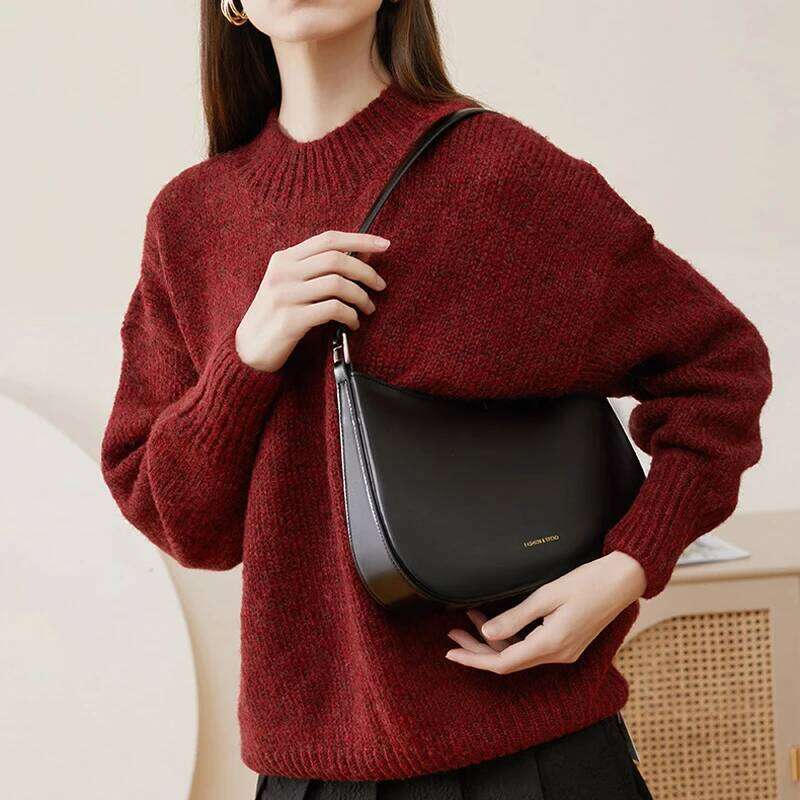 Genuine Leather Shoulder Fashionable Women's Top Layer Cowhide Brand Designer Luxurious Handbag Underarm Tote Bag