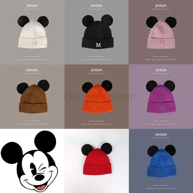Disney Mickey Mouse Beanies Cute Women Warm Fashion Kawaii Knit Hat Cartoon Anime Autumn Winter Girls Kids Headwear Knitting Cap H250926