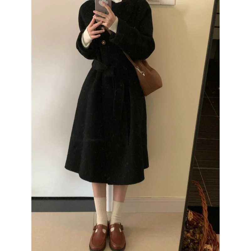 2024 New Wool Coat for Women Winter Korean Sle Woolen MidLength Autumn Winter HighEnd Hepburn Sle W250926