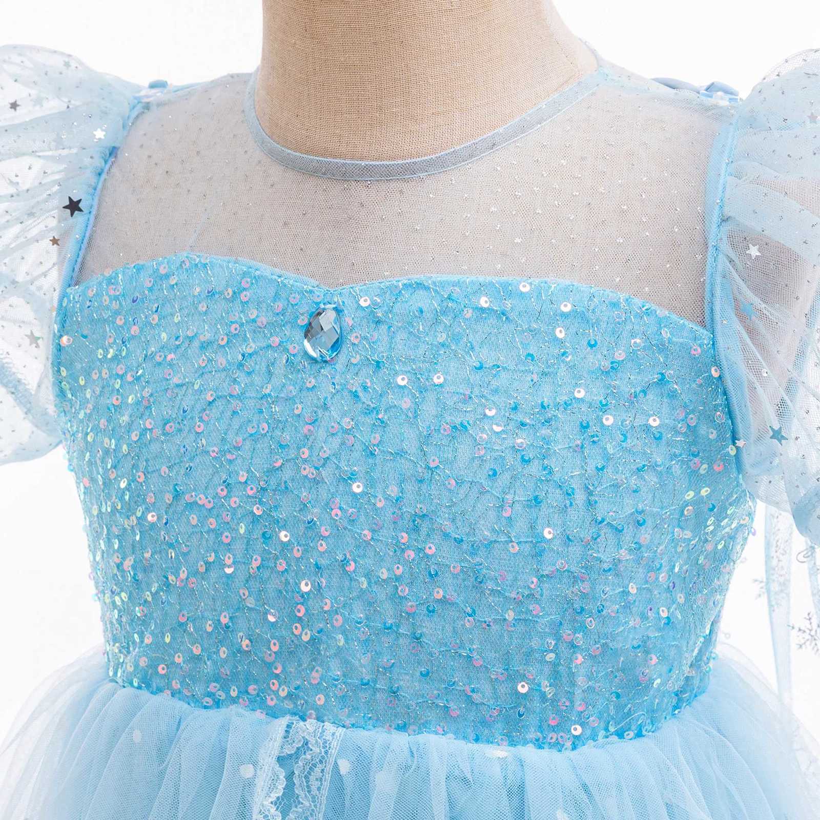 Snow Tull Girls Dress Halloween Cospaly Costume Elegant Birthday Princess Prom Dresses for Girl Wedding Christmas Kids Clothing Z250926