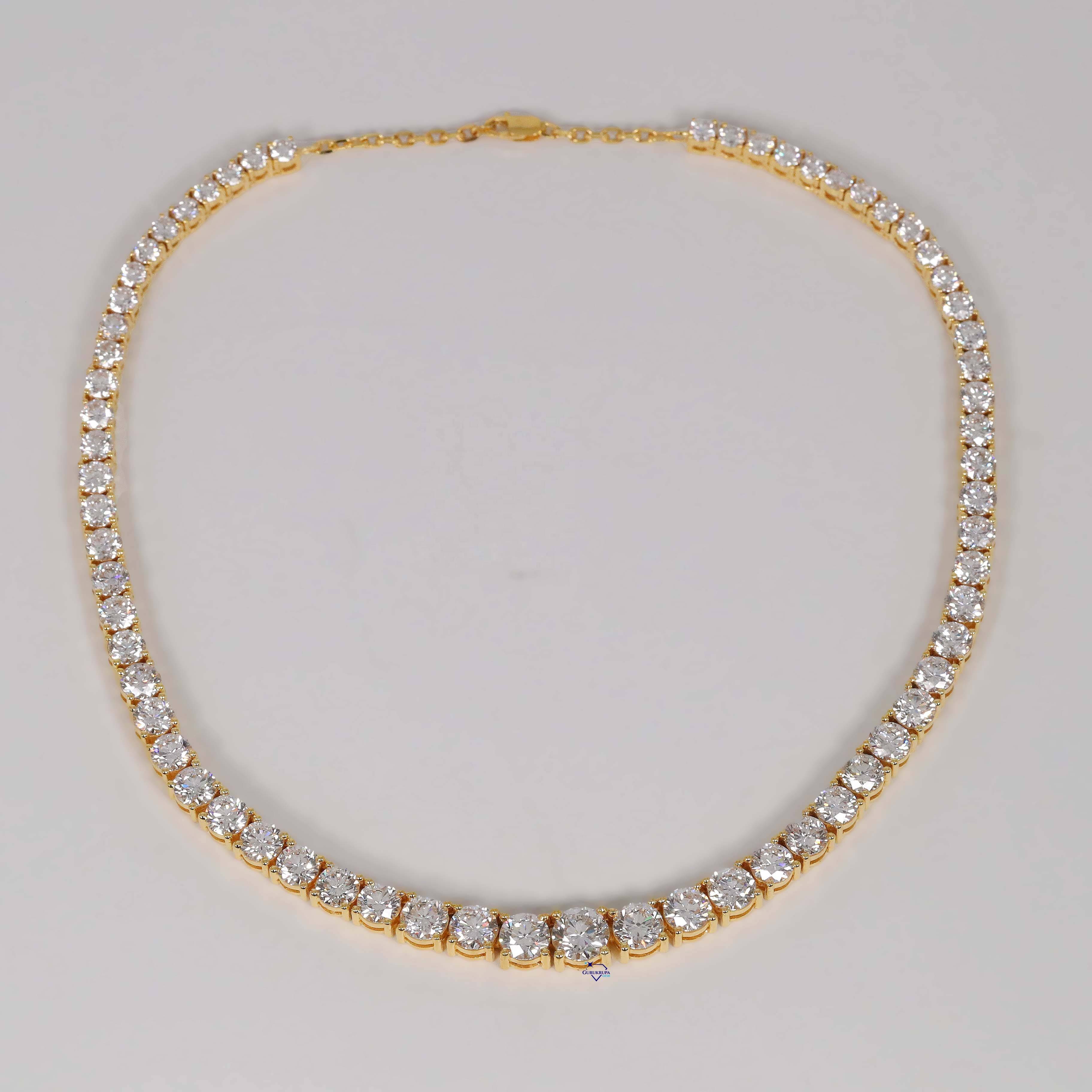 14kt Yellow Gold Tennis Necklace for Women VVS Clarity Diamond with Moissanite for Wedding Engagement or Gift