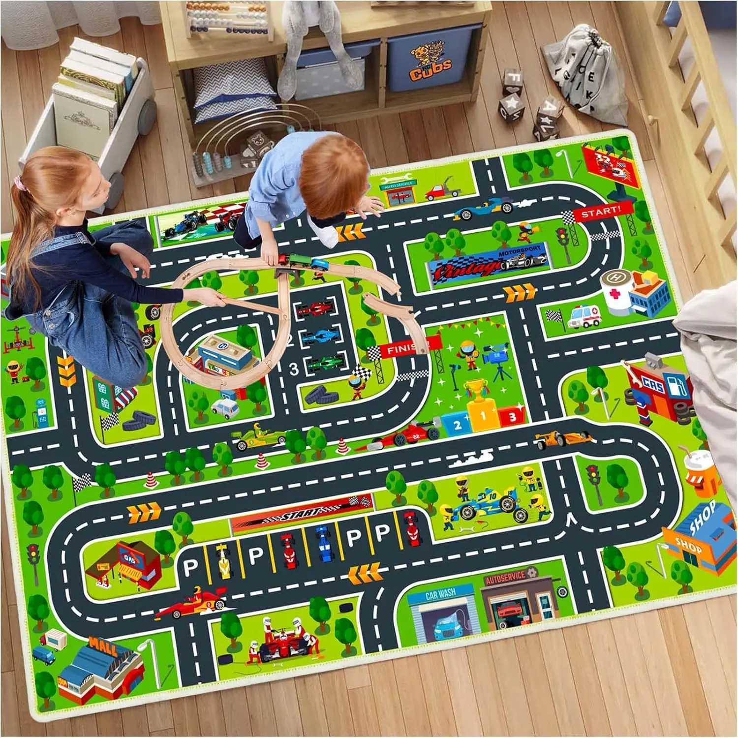 Car Play Mat for Boys and Girls Highway City TrafficThemed Rugs for Kids Toy Cars Kids Rugs for Playroom NonSlip Kids Play Rug C250926