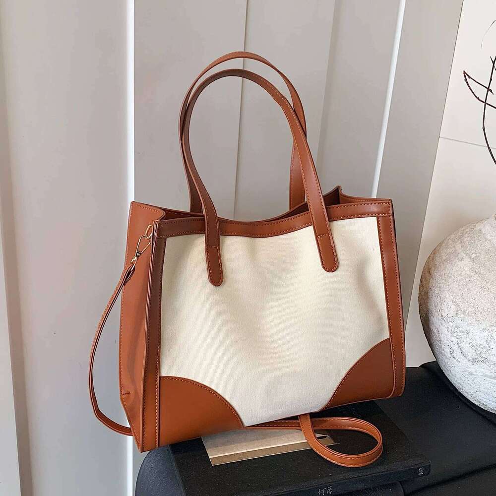 Luxury bag New Autumn and Winter Large capacity Women s Contrasting Color Messenger Casual Commuter Portable Tote Bag