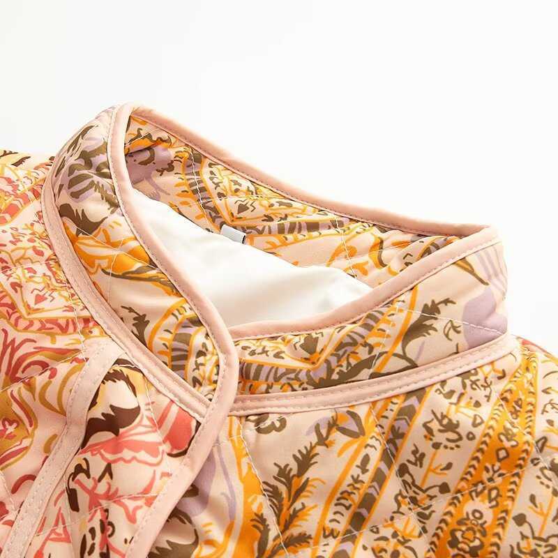 Chic Stand-Up Collared Printed Cotton Outerwear Stylish Seasonal Choice from ZA Sle Fashions Designer