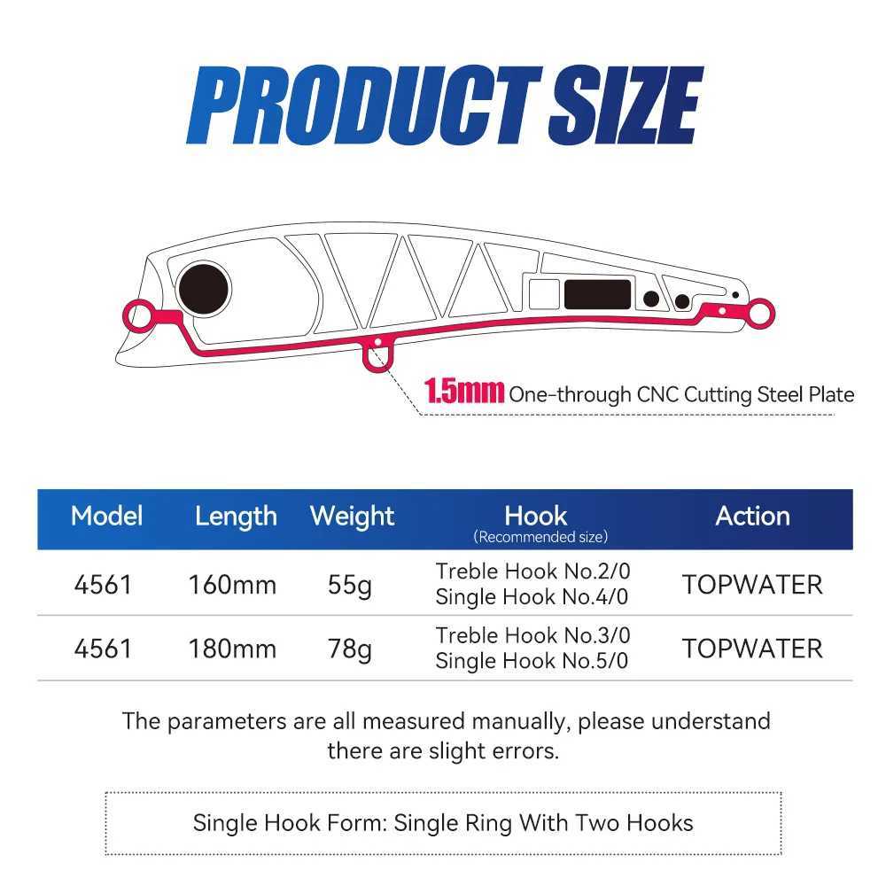 Kingdom Sea Topwater Popper Fishing Lure 55g 78g 160mm 180mm Floating Wobbr Artificial Hard Bait for Sea Tuna GT Fishing Lure W250926