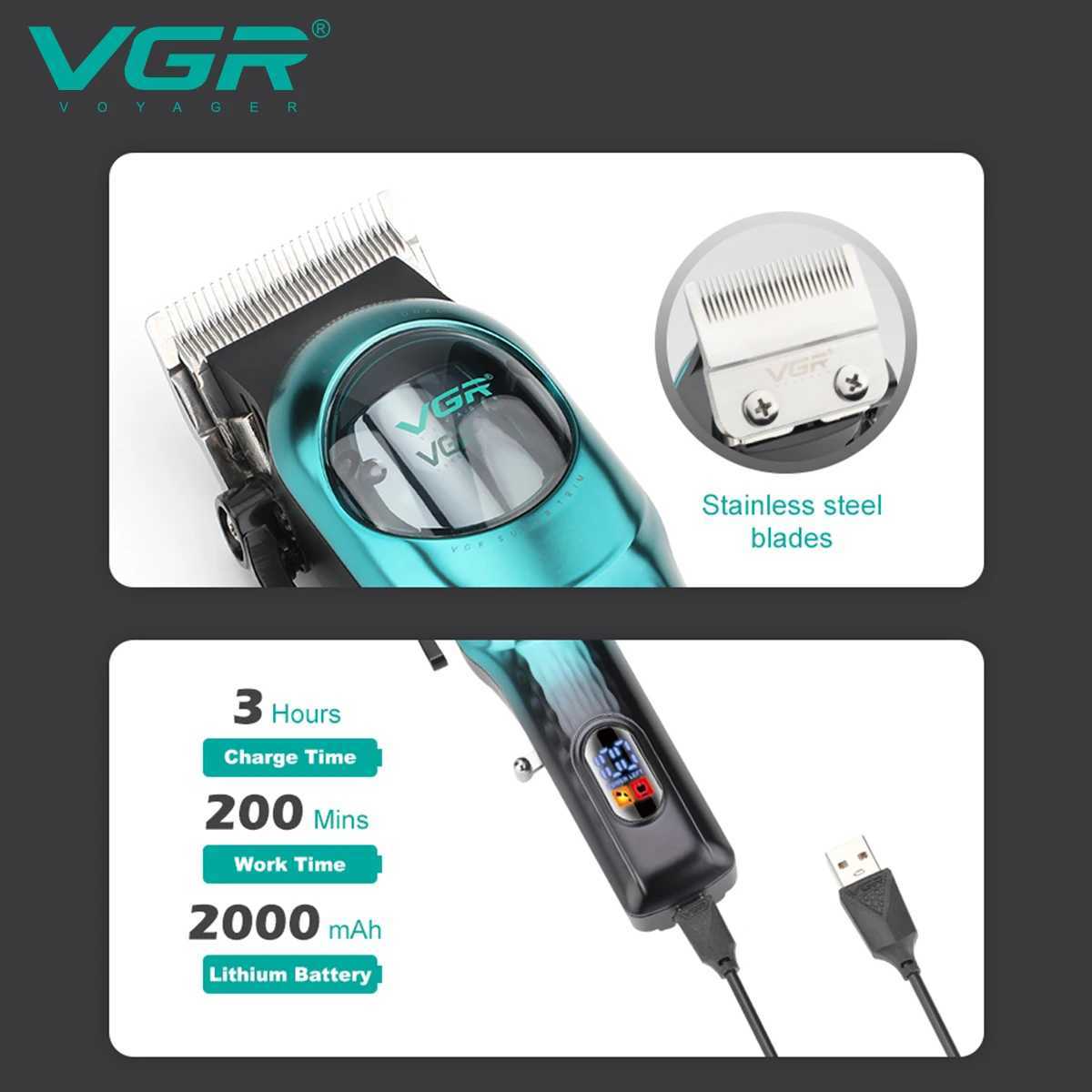 Hair Clipper Professional Barber Rechargeable Hair Cutting Machine 9000 RPM Hair Trimmer Adjustable Clipper for Men V166 R250926