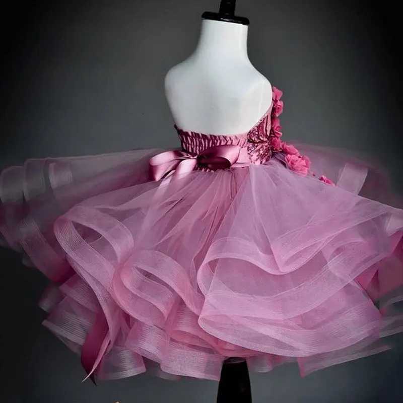 vestidos de fiesta elegantes 2025 childs vestido longo sliver decoration waist flower girl dresses communion dress Z250926