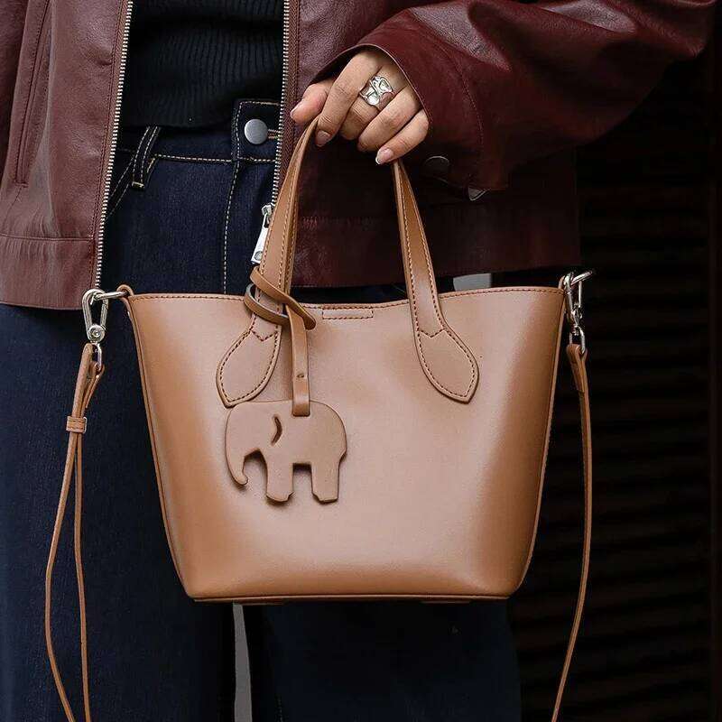 Women's Natural Genuine Leather Shoulder Bag Female Large Capacity Soft Cowhide Handbag Ladies Fashion Designer Bags Suotong2509