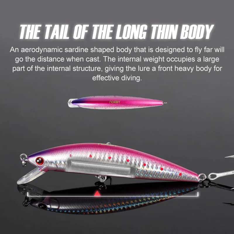 Noeby 120mm 44g Heavy Sinking Minnow Fishing Lure Long Casting Wobbr Artificial Hard Bait for Sea Bass Saltwater Fishing Lure W250926