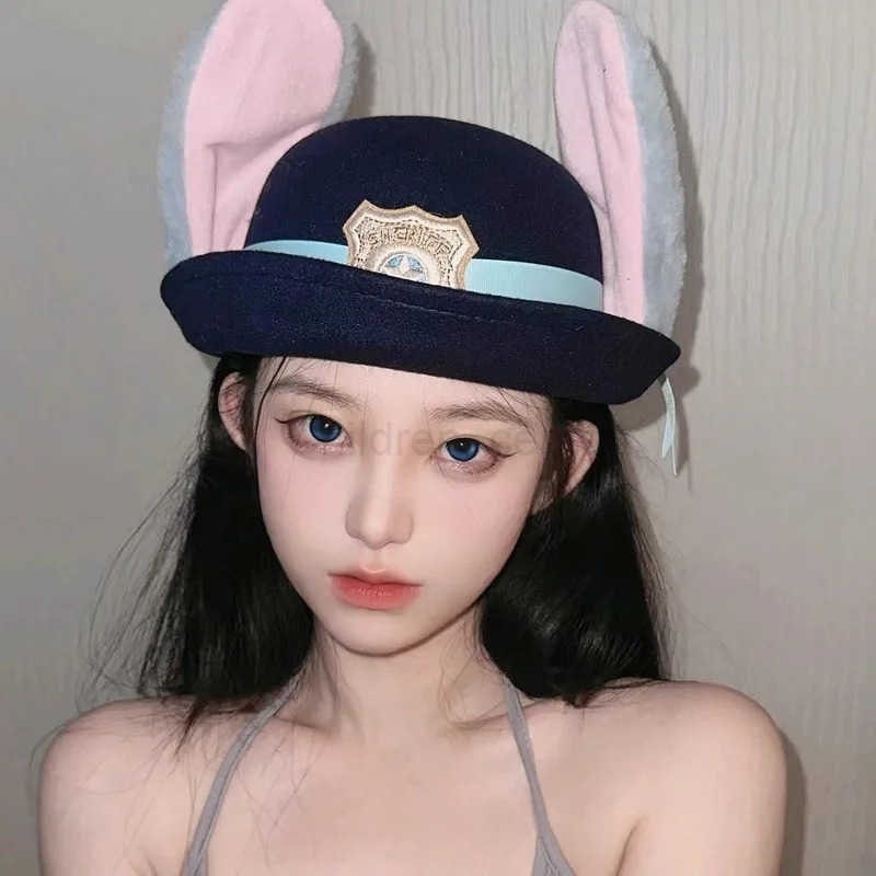 Disney New Judy Hat Rabbit Bowler Hat Zootopia Police Officer Judy Hat ChildrenS Adult Cosplay Headband Headwear Hat Cute Gift Hot H250926