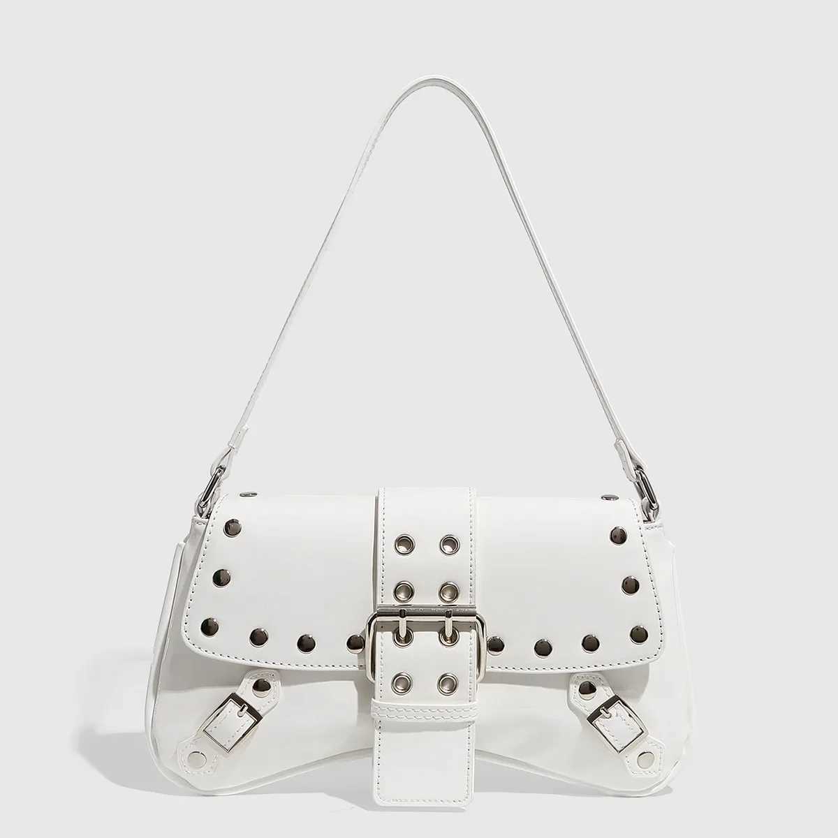 Women Bag Punk Style Rivet Shoulder Bag Handbag Armpit Bag Vintage Patent Leather Casual Purse and Handbags Female Underarm Tote Z250926