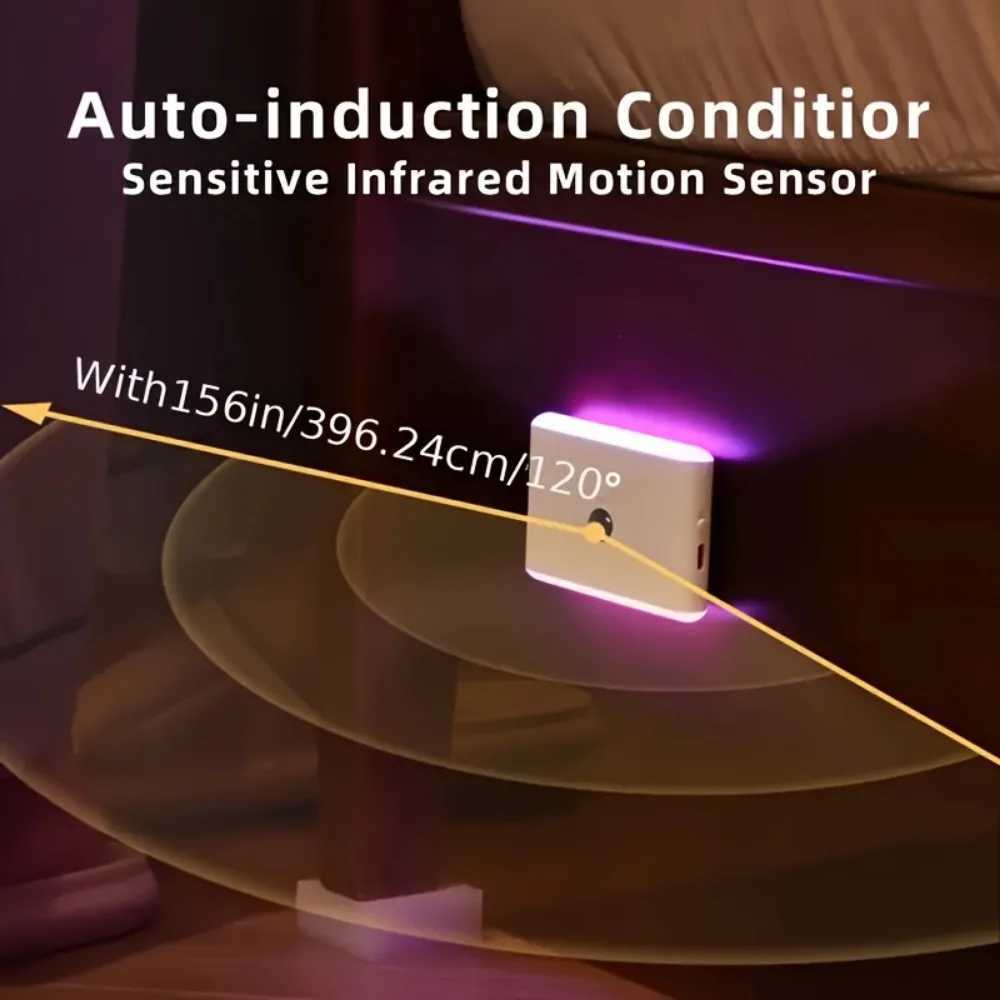 1pc USB Rechargeable LED Motion Sensor Light Thin WallMounted RGB Night Lighting for Corridors Storage Closets Kitchens C250925