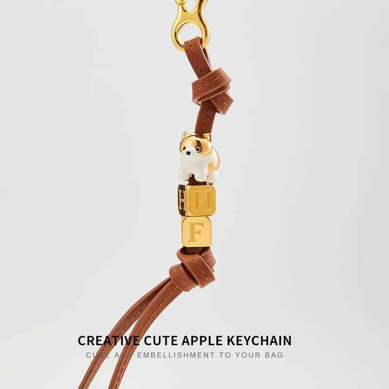 Luxurious Cowhide Bag Charm Handmade Rope Bag Charm Flower Leather Pendant Cute Car KeyChain DIY Decorative Charm Bag Accessories28 D250926