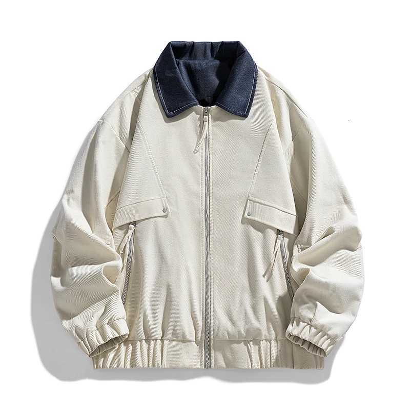 M8XL New Style Large Size Denim Fake Twopiece Jacket for MenPersonalized Contrast ColorLoose Hong Kong Style Mens Outerwear W250926