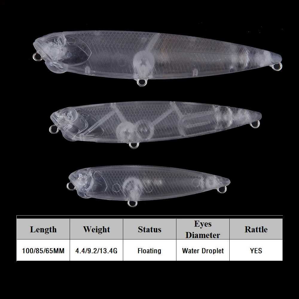 ChansHuang 20PCS Unpainted Blanks Bait 65MM85MM10MM Floating Pencil Walking DIY Handmade Artificial Fishing Lure Tack W250926