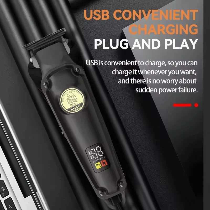 Kemei KM2371 Mens Home Electric Hair Trimmer LCD Display Adjustable Body Hook for Easy Storage Kemei Hair Clippers Men R250926