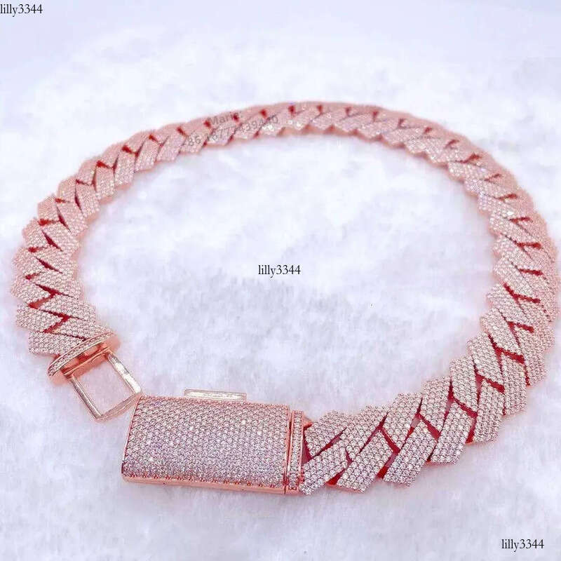 cuban link bracelet gold necklace 20mm Width 3 Row hop hip jewelry iced Out moissanite chain necklaces designer gift jewelery chains for men