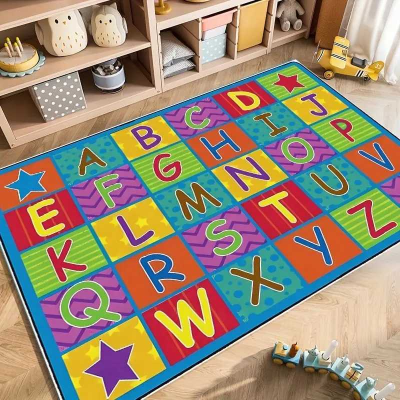 Funny Educational Printed Carpet for Kids Bedroom Decor Letters Numbers Floor Mat Nonslip Home Living Room Area Rugs Doormat C250926