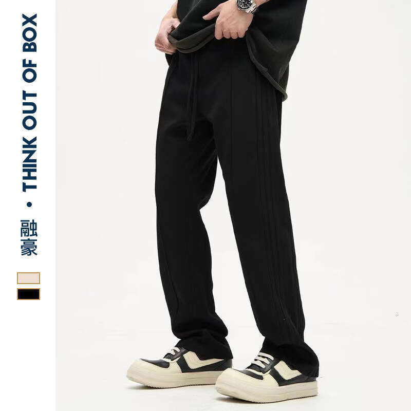2025 American Style Men's Side Stripe Straight Casual Long Pants Draped Loose New Trendy Ins Versatile B5
