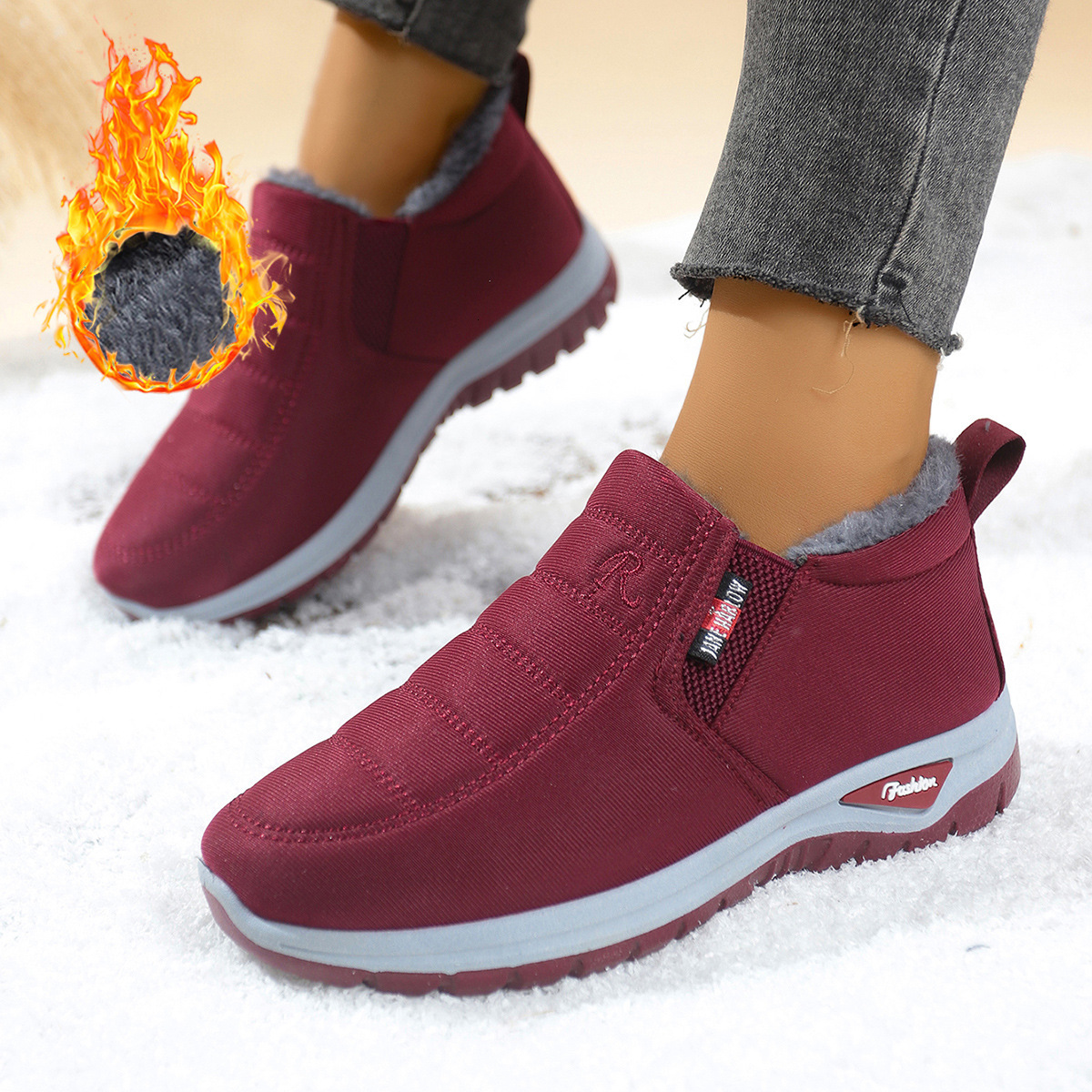 Cotton Shoes New Style Slip-On Snow Boots Women's Winter Warm Versatile
