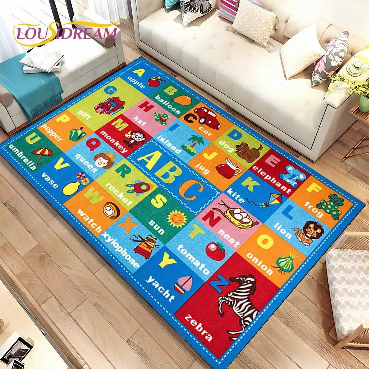 ABC Cartoon Kids Playroom Alphabet Children Crawling Early Education Area RugCarpet for Living Room Bedroom SofaNonslip Mat Y250926