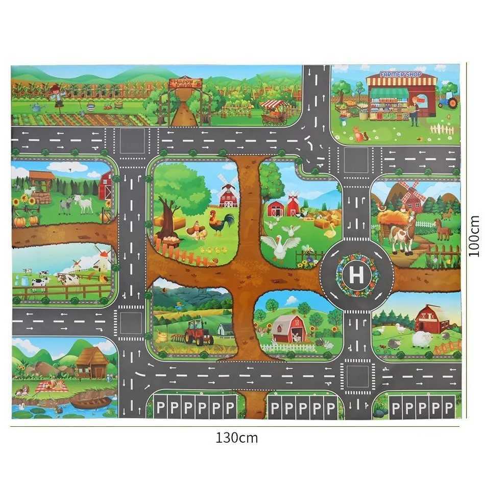 Children Playmat Activity Surface Waterproof Map Kids Animal Road Toy Baby Dinosaur Road Portable Carpet Farm Road NonToxic Mat C250926