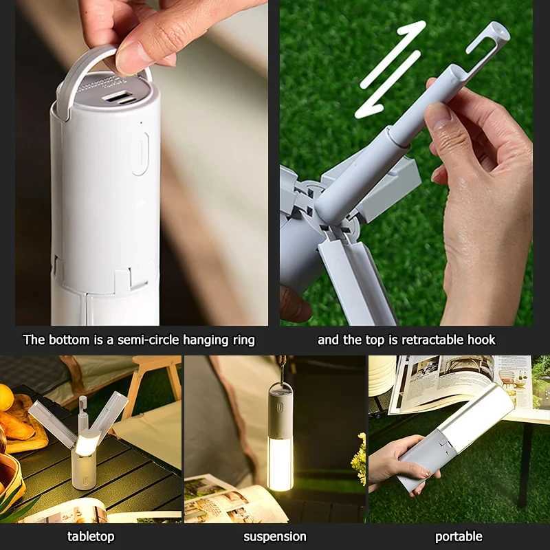 Folding Outdoor Camping Portable Rechargeable High Capacity Emergency Lamp Flashlight HangingTent Hanging Light Lantern C250925