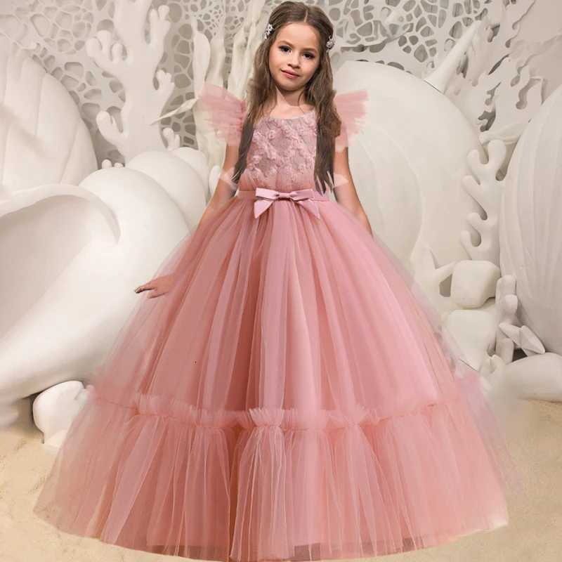 Girls Flower Bridesmaid Dress Tulle Wedding White Princess Party Birthday Dresses for Kids First Communion Prom Evening Vestidos Z250926