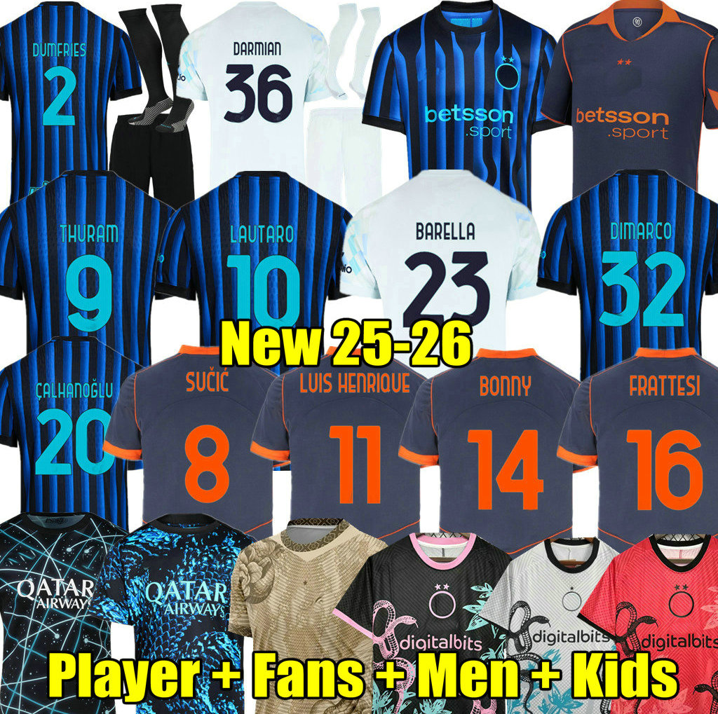 25 26 DIMARCO HOME THURAM soccer jerseys BARELLA MILANS CALHANOGLU AWAY 2025 2026 third Men kids kit football shirt LAUTARO ZIELINSKI ACERBI ACERBI FRATTESI