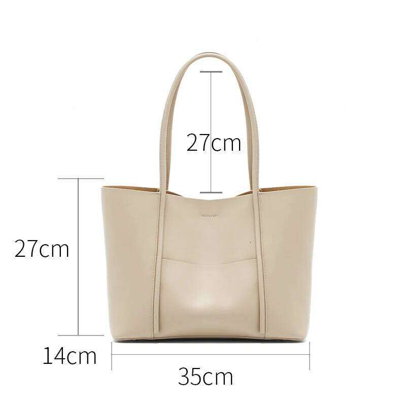 Women's Genuine Cowhide Leather Large Capacity Tote Bag Shoulder Handbag For Ladies Female Designer Wholesale Minimalist MDNG2509