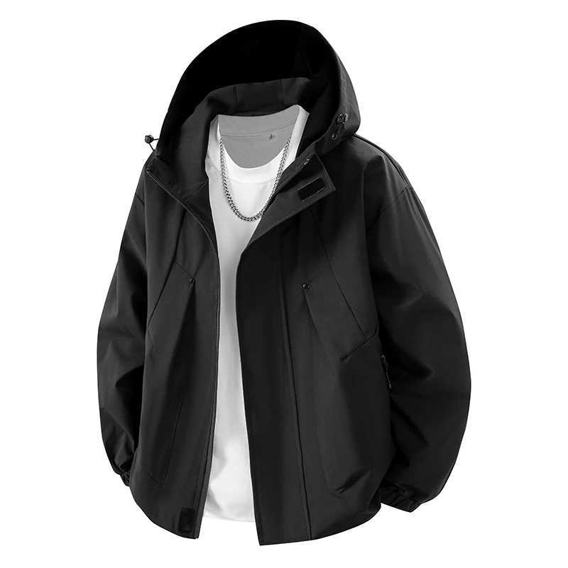 Autumn Mens Jacket Hooded Windbreakers Windproof Outdoors Casual Jackets Black Bomber Camping Loose Thin Coat Plus Size 8xl W250926