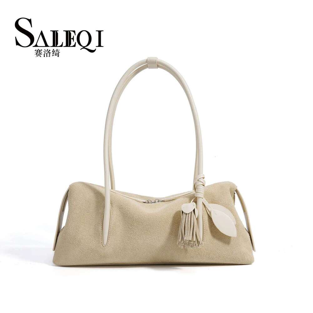 Autumn Winter Genuinw Grade In New Hag Designer Bowling Tote Suede Cow Leather Women's Armpit Shoulder Crossbody Bag