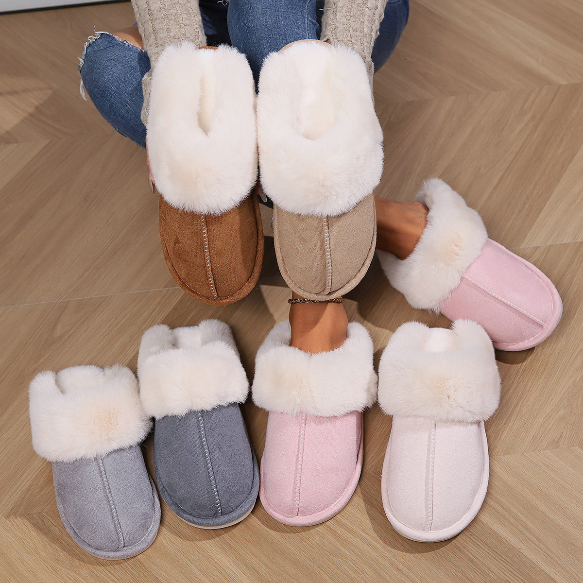 Free shipping designer autumn and winter home bright diamond warm one-shoulder slippers fashionable trendy cotton slippers