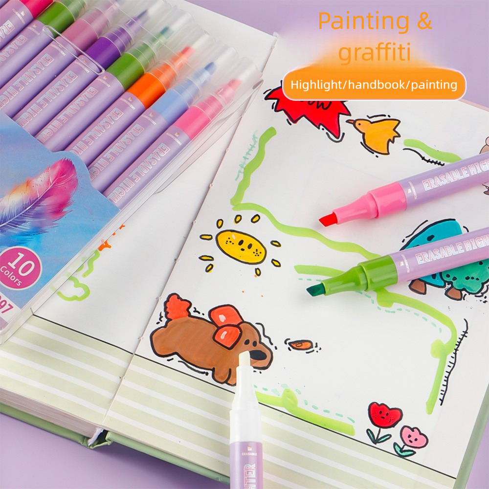 Bestseller Morandi Color Creative Outline Journal Student Key Marker Dualtip Erasable Highlighter Pen ddmySat